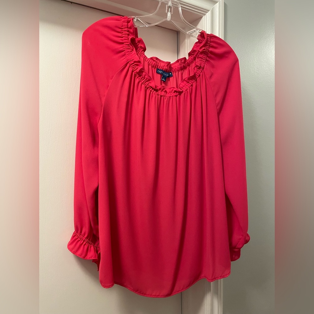 rsvp by TALBOTS Women’s Pink Long Sleeve Blouse Large 100% Polyester